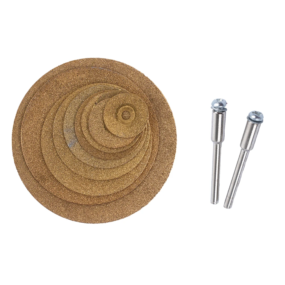 

10pcs 16-60mm Mini Diamond Cutting Disc For TiN Coated Circular Saw Blade With 3mm Shank Mandrel Rotary Tools Accessories