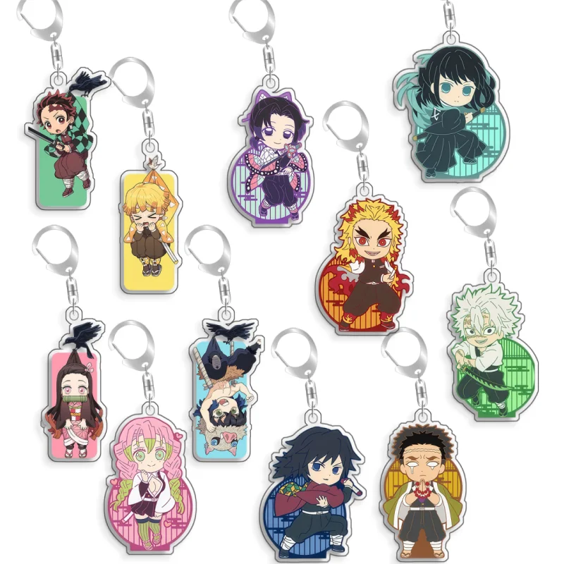 For Demon Slayer Iguro Obanai Himejima Gyomei Tomioka Giyuu Acrylic selfmade Cartoon Anime Keychain Pendant Toy gift 5cm