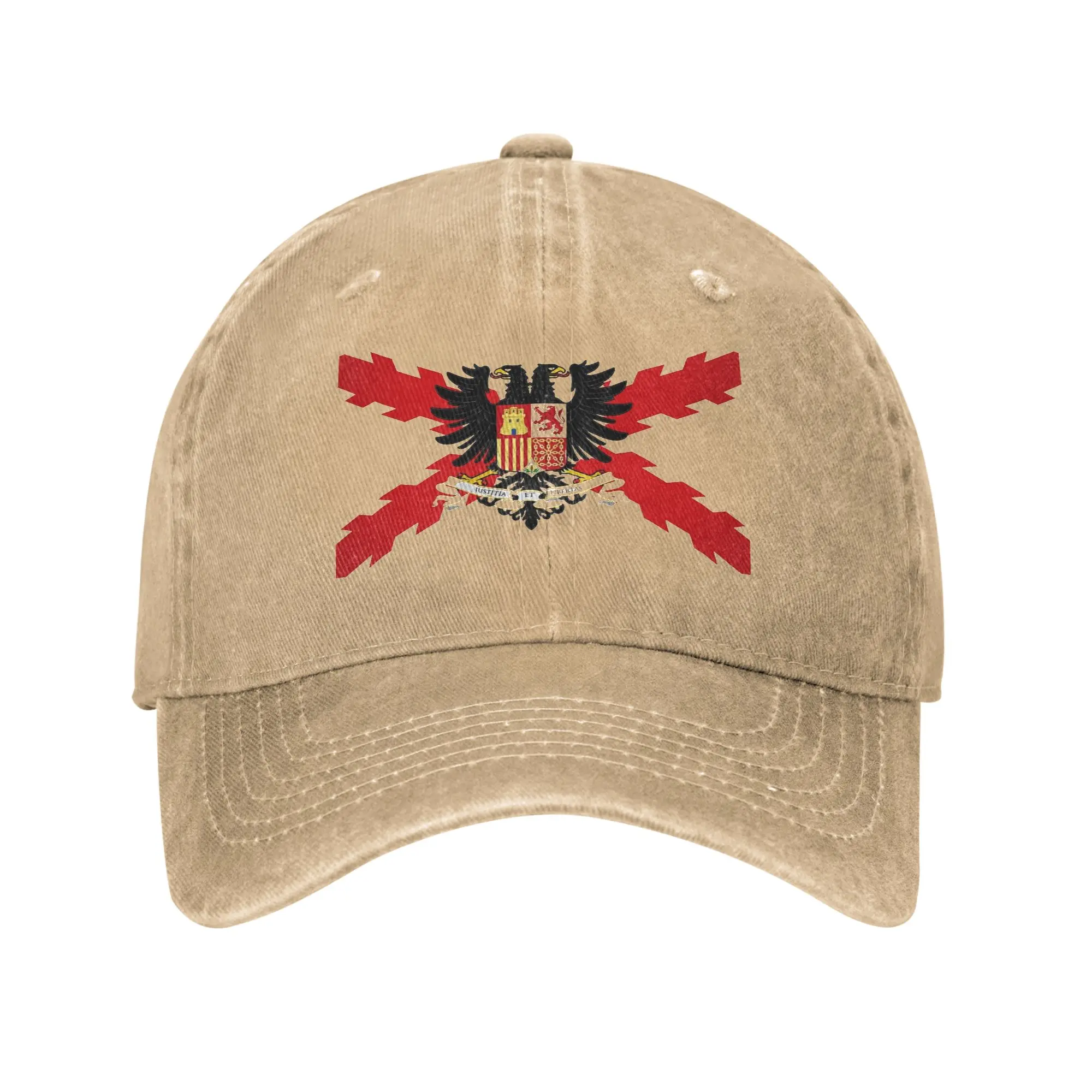 Retro Spanish Burgundy Cross Baseball Cap Distressed Washed Snapback Cap Ski Cross of Saint Andrew Outdoor Adjustable Fit Hat