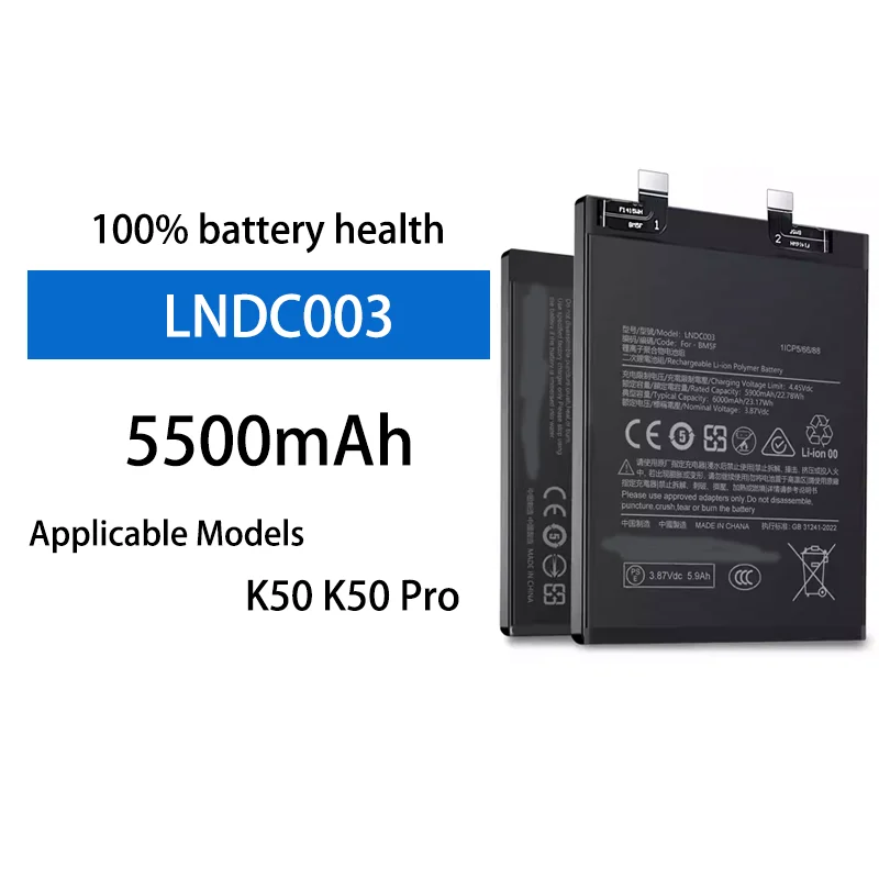 

Brand New 5500mAh 3.87V Battery For Redmi K50 K50 Pro Champion Edition Perfect Replacement for Old Battery