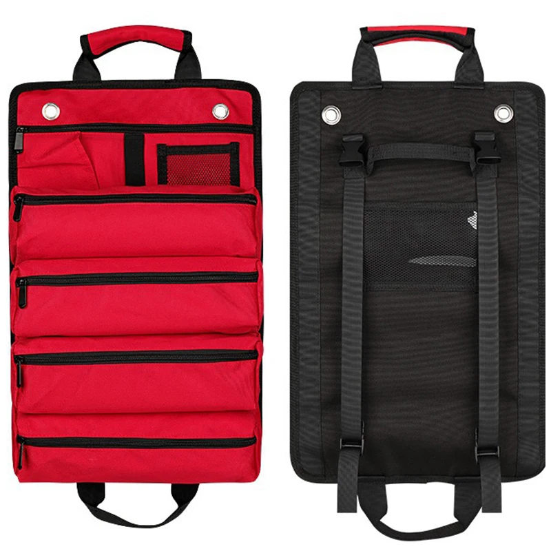 New Tool Bag Scroll Tool Storage Bag Suitable for Workers Engineers Maintenance Tools Camping Detachable Multifunctional Bag Red