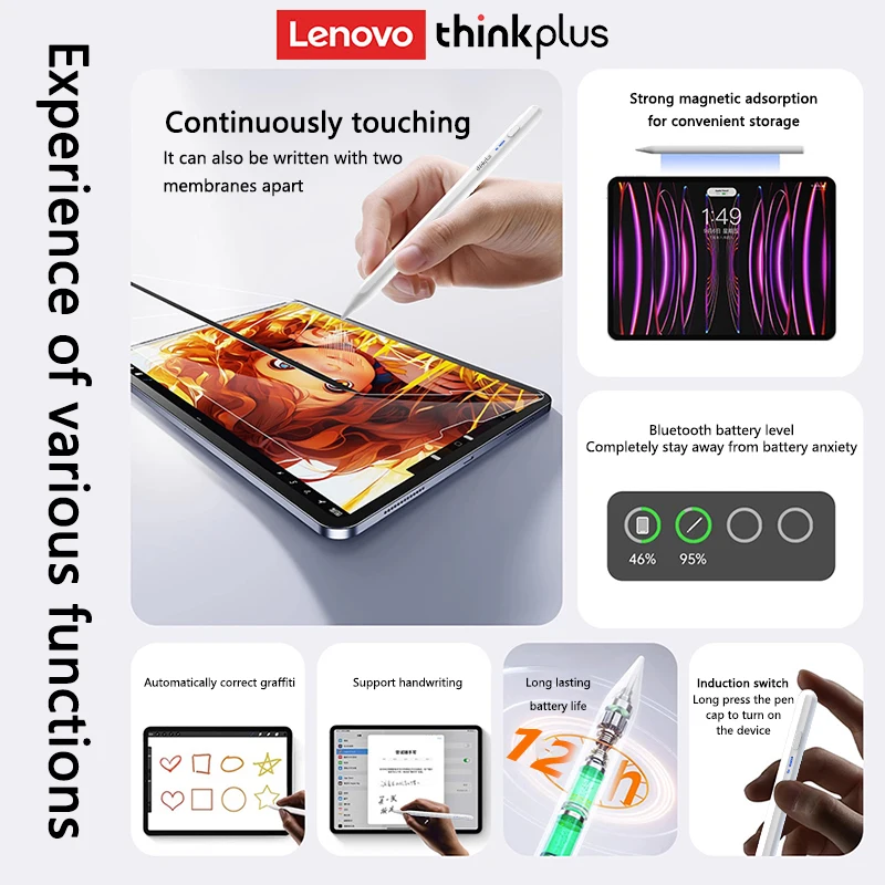 Lenovo thinkplus Dedicated to IPAD AIR6 PRO11 mini6 Pencil stylus pen for ios ipad drawing tablet Prevent touch pen BP16BL-AP