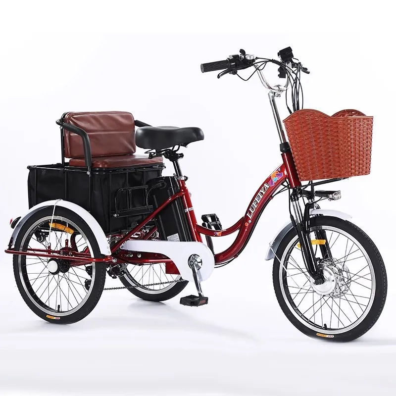 

20Inch 3 Wheeled Electric Tricycle Elderly 48V 350W 3 Wheel Electric Bike For Adults Lithium Battery Shimano 7 Speed Pull Basket