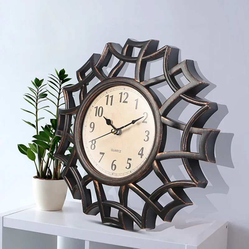 

10 Inch Wall Clock Creative Retro Bronze Bedroom Watch Metal Silent Quartz Wall Clock Home Decoration Pendant Bell Clocks Watch