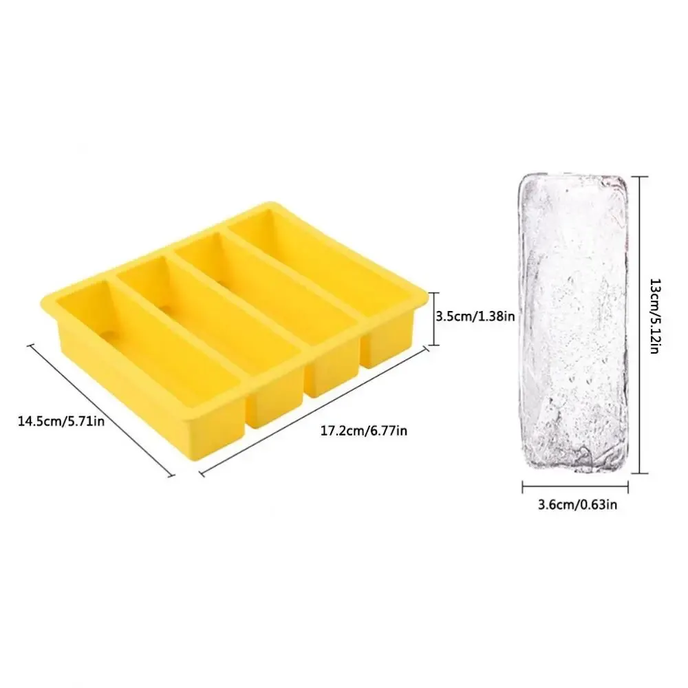 Long Strip Silicone 4 Grid Giant Silicone Ice Cubes Square Tray Mold Non-toxic Durable Wine Ice Cube Manufacturers