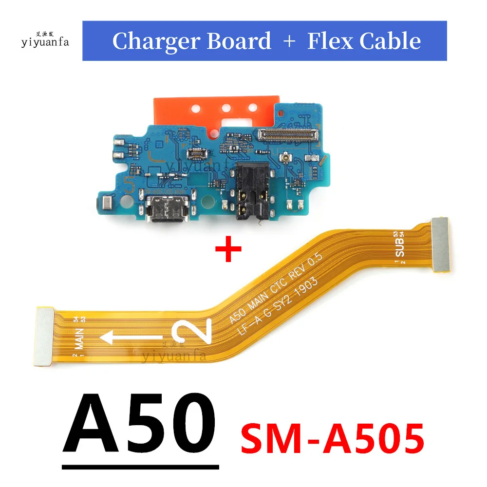 For Samsung Galaxy A50 A505F SM-A505FN/DS USB Micro Charger Charging Port Dock Connector Microphone Main Board Flex Cable