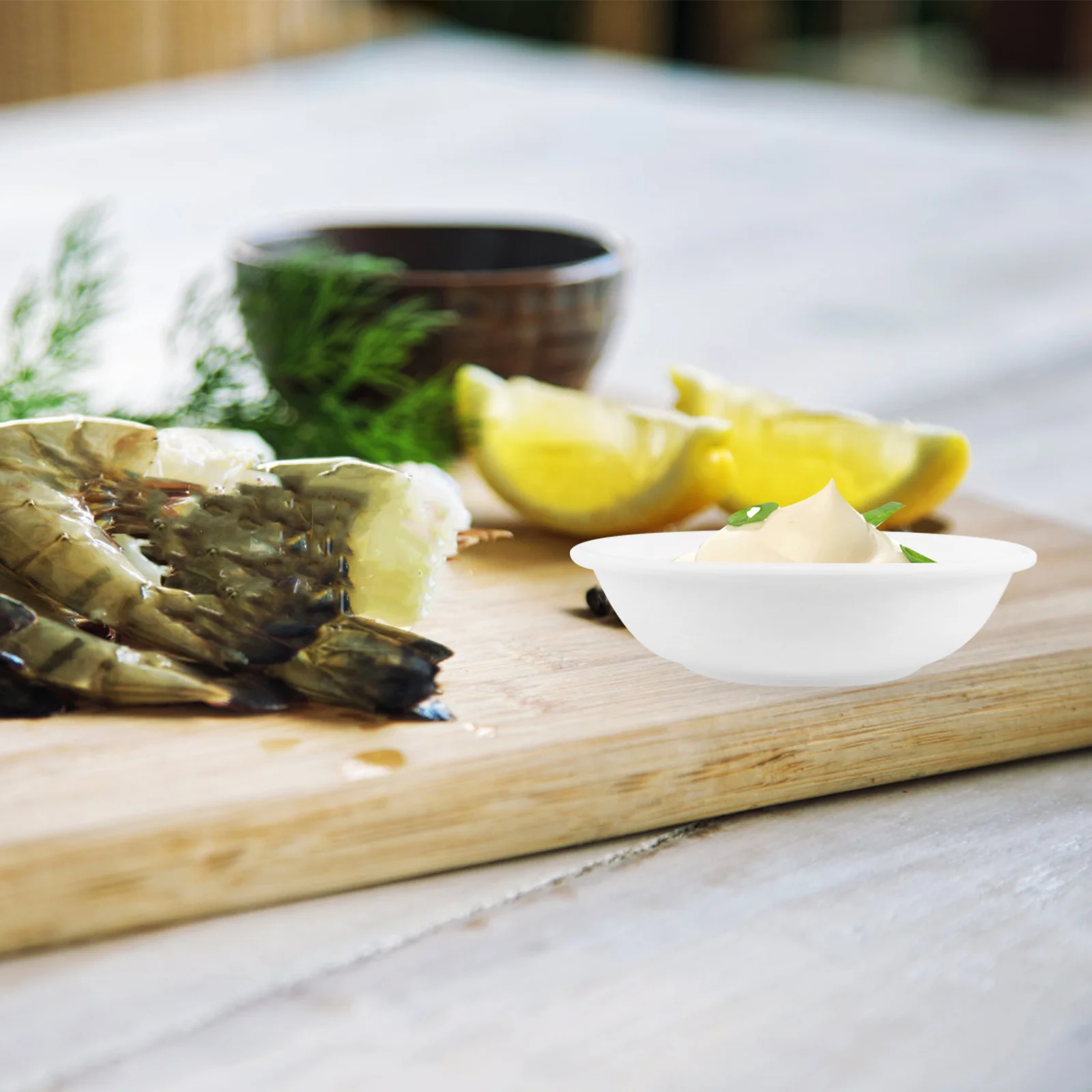 

20pcs Mini Condiment Bowls 2.4Inch White Plastic Sauce Dishes For Sushi Vinegar Soy Dipping Bowl Set Appetizer Party Tableware