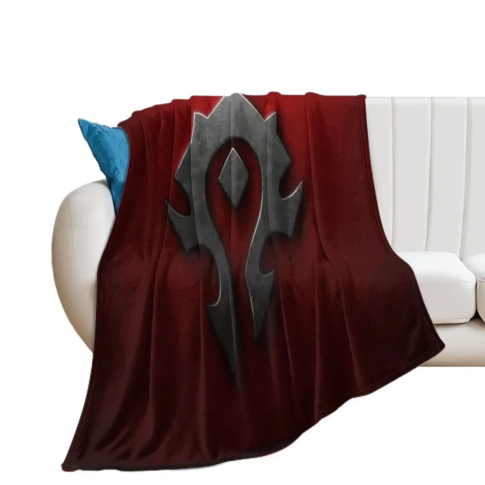 Horde shield from the game World of Warcraft -WoW- red background Throw Blanket blankets and throws Thin Decoratives Blankets