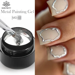 BORN PRETTY Metallic Painting Gel Nail Polish for Nail Art DIY Mirrors Nails Soak Off Gel Polish Gold Silver UV Gel Varnish 5ml