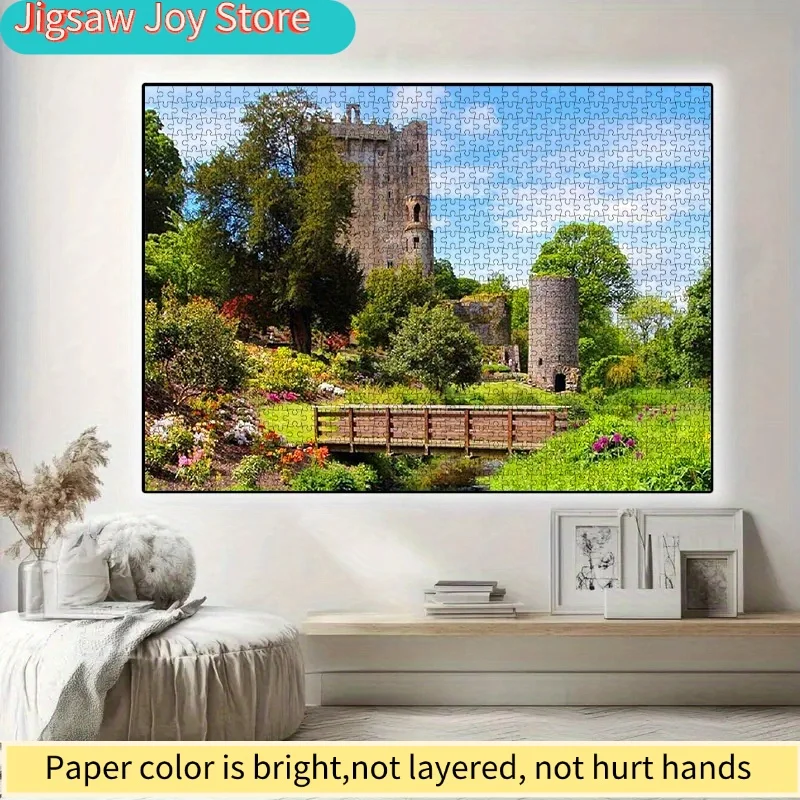 

1000pcs DIY Paper Puzzle, Irish Ros Castle Garden Scenery, Castle, Garden, Puzzle High-Quality White Card Material, Suitable f