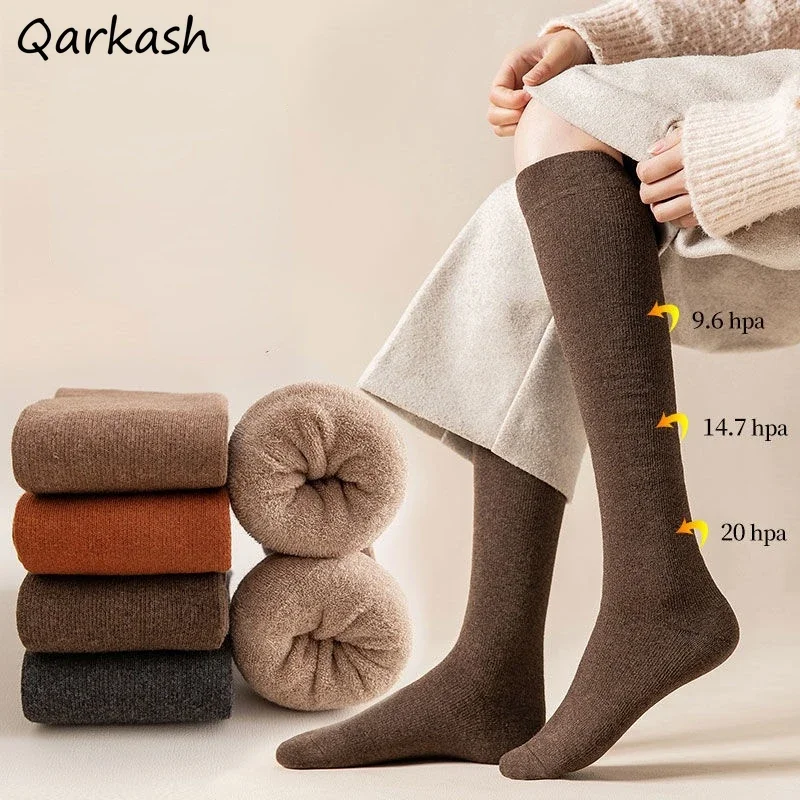 

Носки женские высокие однотонные простые в японском стиле толстые теплые для отдыха винтажные универсальные студенческие женские зимние классические популярные женские носки