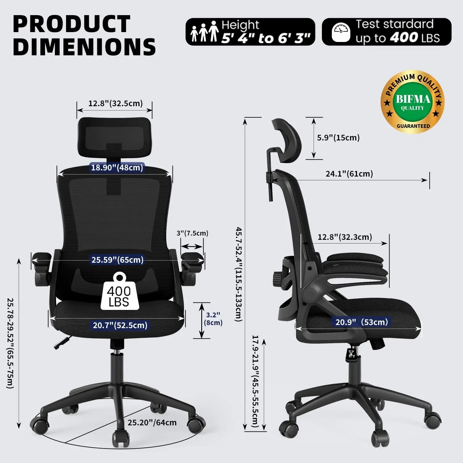 Ergonomic Office Chair Desk Chair with Adjustable Lumbar Support