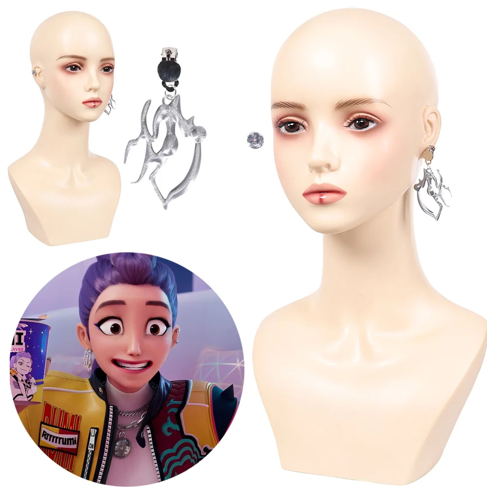 

2025 Cartoon Demon Hunter of KPop Cosplay Rumi Earring Accessories Headwear Carnival Roleplay Costume Outfits Disguise Halloween