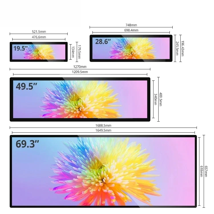 Advertising USB Media Player Touch Stretched Screens Full HD Stretch Screen 29.4 24 19.5 Inch