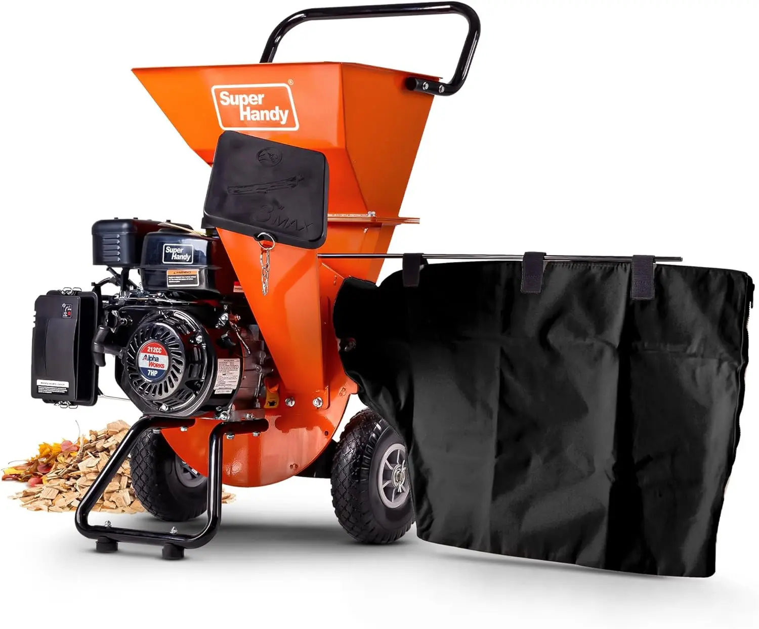 

SuperHandy Wood Chipper Shredder Mulcher Ultra Heavy Duty 7HP 3 in 1 Multi-Function 3" Inch Max Capacity