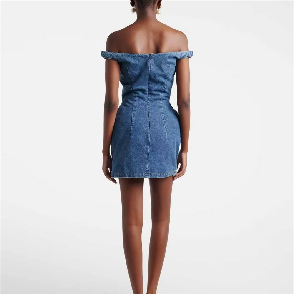 Summer 2026 Women's Denim Dress – Pure Cotton, Appliqué, Corset-Style, Off-Shoulder/Strapless, Y2K-Inspired Party Dress bra - view 2
