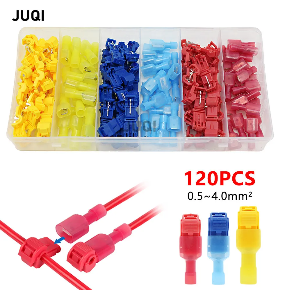 

120PCS T-Tap Wire Connectors,Self-Stripping Quick Splice Electrical Wire Terminals, Insulated Quick Disconnect Spade Terminals