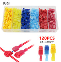 120PCS T-Tap Wire Connectors,Self-Stripping Quick Splice Electrical Wire Terminals, Insulated Quick Disconnect Spade Terminals