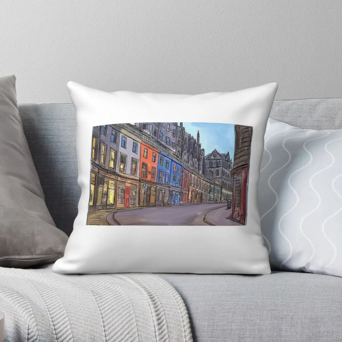 Victoria Street Edinburgh Scotland Square Pillowcase Polyester Linen Velvet Creative Zip Decor Pillow Case Bed Cushion Cover 18