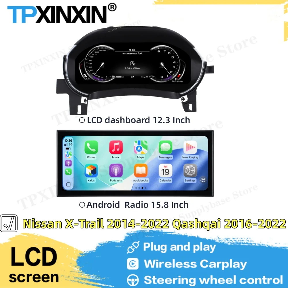 For Nissan X-Trail 2014~2022 For Qashqai 2016~2022 LCD Digital instrument Cluster odometer Tachometer instrument Cluster