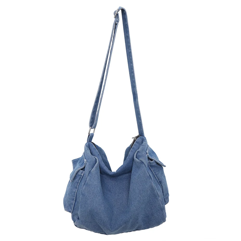 Sac à Main Rétro en Denim pour Femme, Fourre-Tout de Grande Capacité, Sangle Réglable, Poudres à Bandoulière, Vintage, Sacoche Décontractée