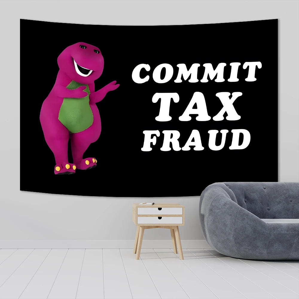 الأرجواني ديناصور الالتزام الضريبي الاحتيال ميمي العلم الكلاسيكية مضحك نسيج المشارك راية بار البيرة منزل غرفة الكلية رجل الكهف الباب الخلفي #2