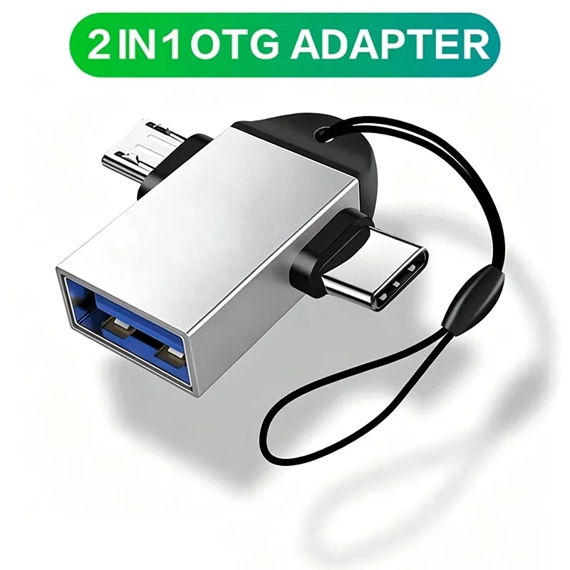 2 In 1 USB Connector OTG Adapter Female To Micro USB/Type C Male Converter For Android For Xiaomi Huawei Tablet Laptop Drive Kit