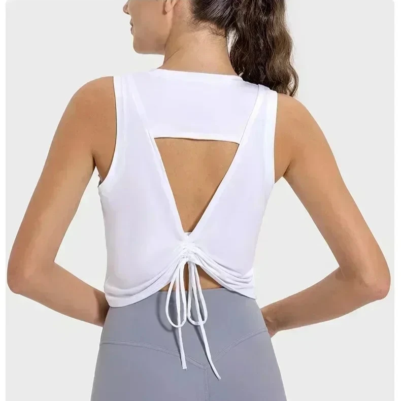 

Lemon Spring and Summer Modal Skin-friendly Breathable Drawstring Hollow Back Hot Girl Style Personality All-match Casual Vest