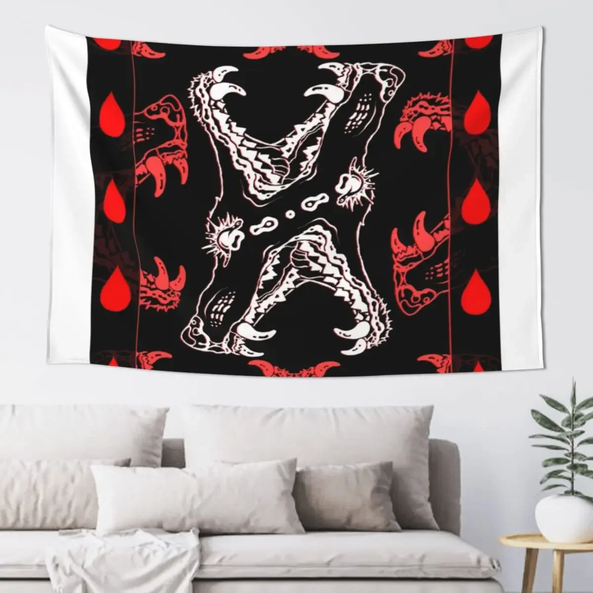 Gaping Jaws Dog Teeth Tapestry Carpet Wall Aesthetics For Room Tapestry