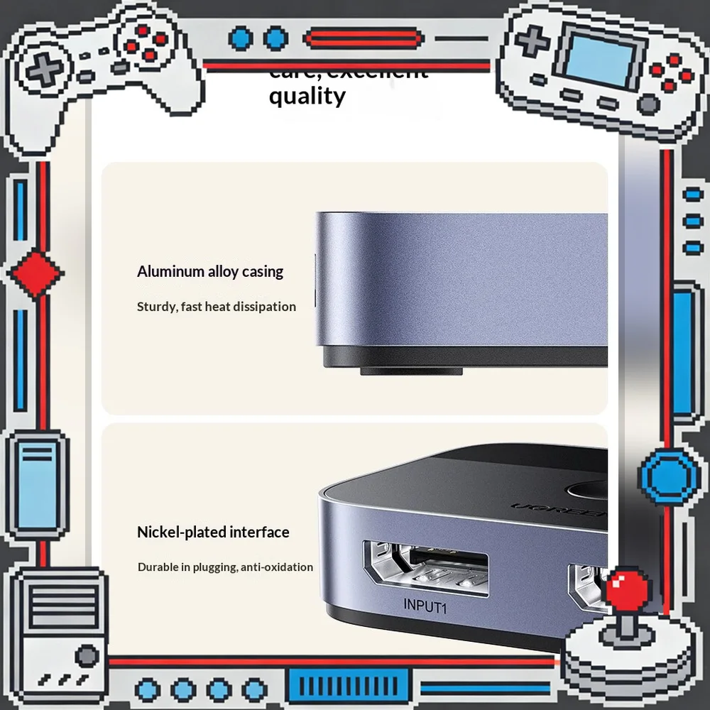 UGREEN CM665 DisplayPort 1.4 Bidirectional Switch 8K 30Hz DP 2 in 1 Out 1 in 2 Out Selector for Monitor PC