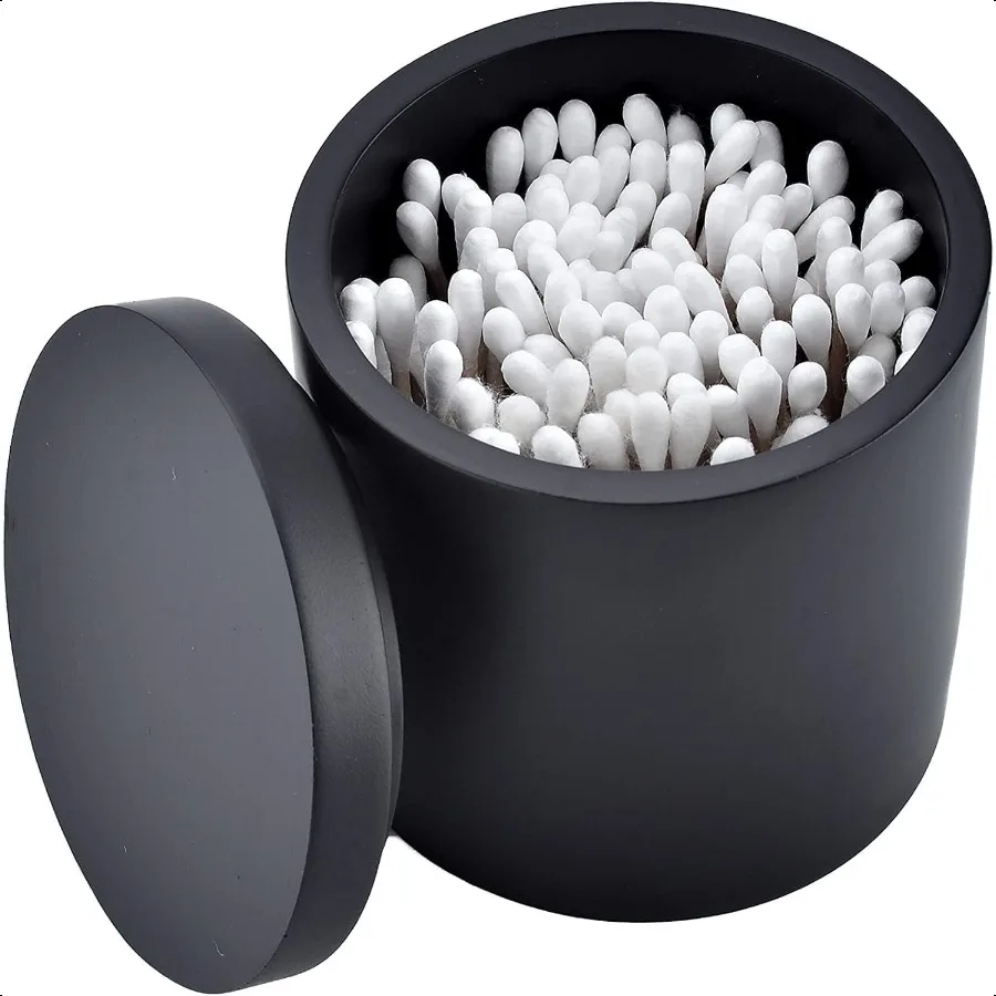 Contenitore rotondo in resina con coperchio Porta Qtip per bagno Cosmetici Accessori per trucco Conservazione per trucco Spugna Sali da bagno Deposito Chris