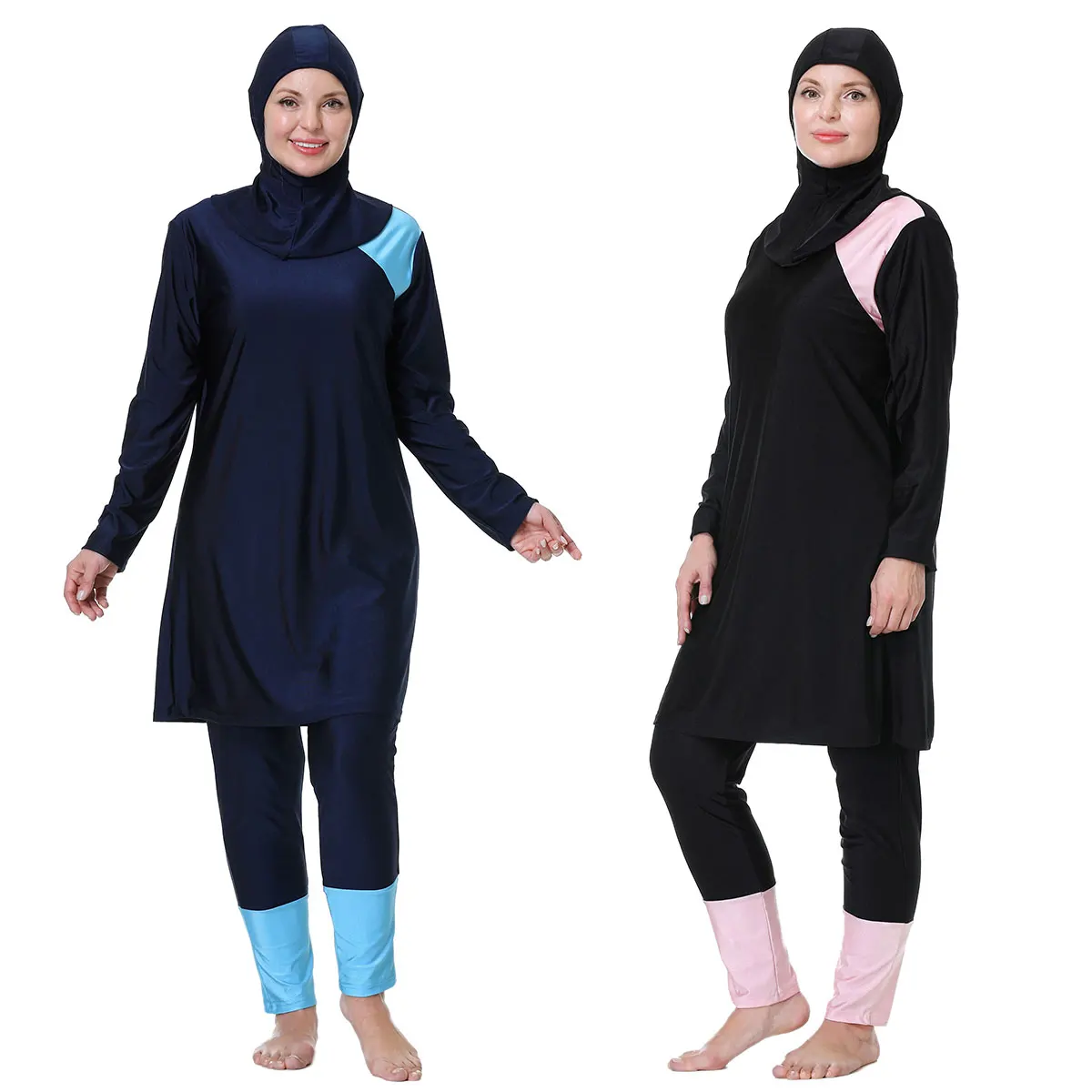 

3XL-8XL плюс размер исламский мусульманский купальник буркини для взрослых женщин дамы быстросохнущий лоскутный скромный полный чехол 3 шт./компл.