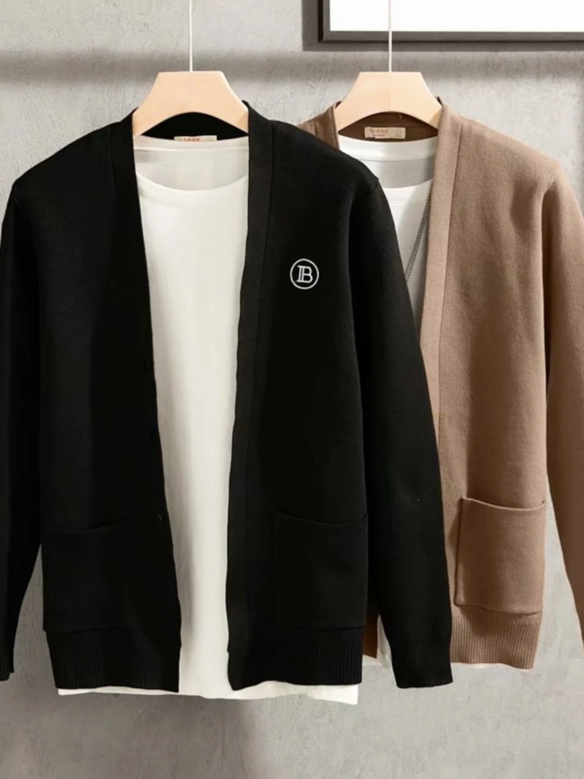 

Spring Autumn Knitted Jaet Men's Casual Versatile Slim Fit Cardigan Sweater Top Trendy Korean Sle Leisure Open Front Design