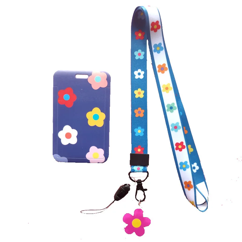 Fashion Flowers Employees Staff Work Card Holder ID Name Tag Students Girls Bus Pass Access Card Sleeve Cover Case Badge Holder