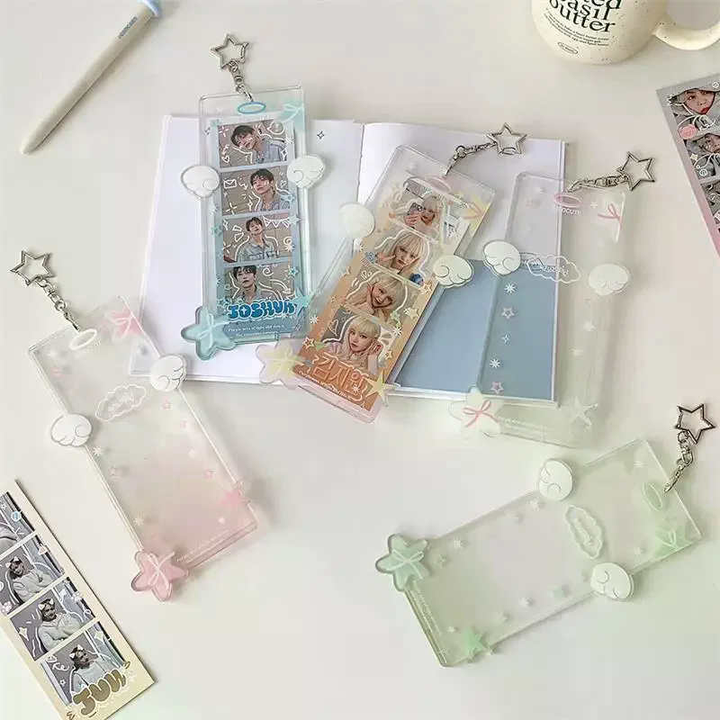 Leuke Ster Vier-compartiment Fotokaarthouder Acryl Kaarthouder Idool Foto Opslag Kaart Display Bescherm Hanger DIY Decor Geschenken