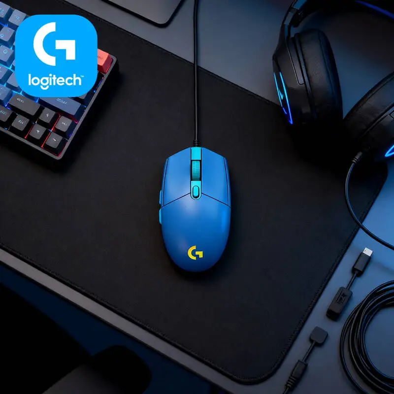 Logitech G102 Gaming Mouse, 1000Hz Polling Rate, 20M Click Durability, Ergonomic Build for PC Users