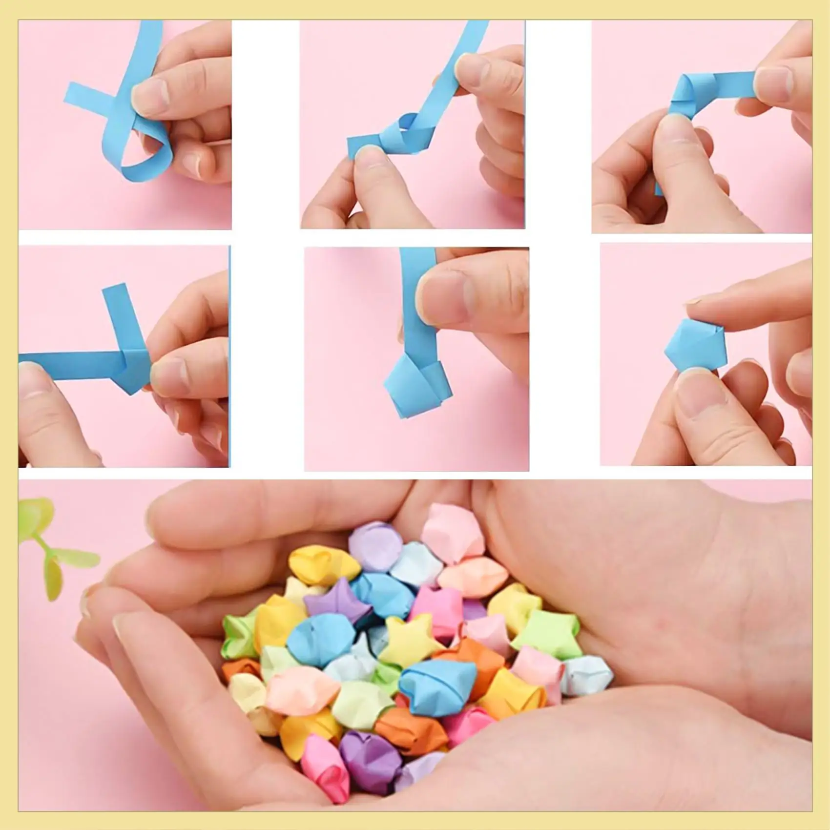 TTKK-2060 Blatt Star Origami-Papier, 27er-Sortiment, farbige Papierstreifen, doppelseitige Origami-Dekorationspapierstreifen in einfarbiger Farbe