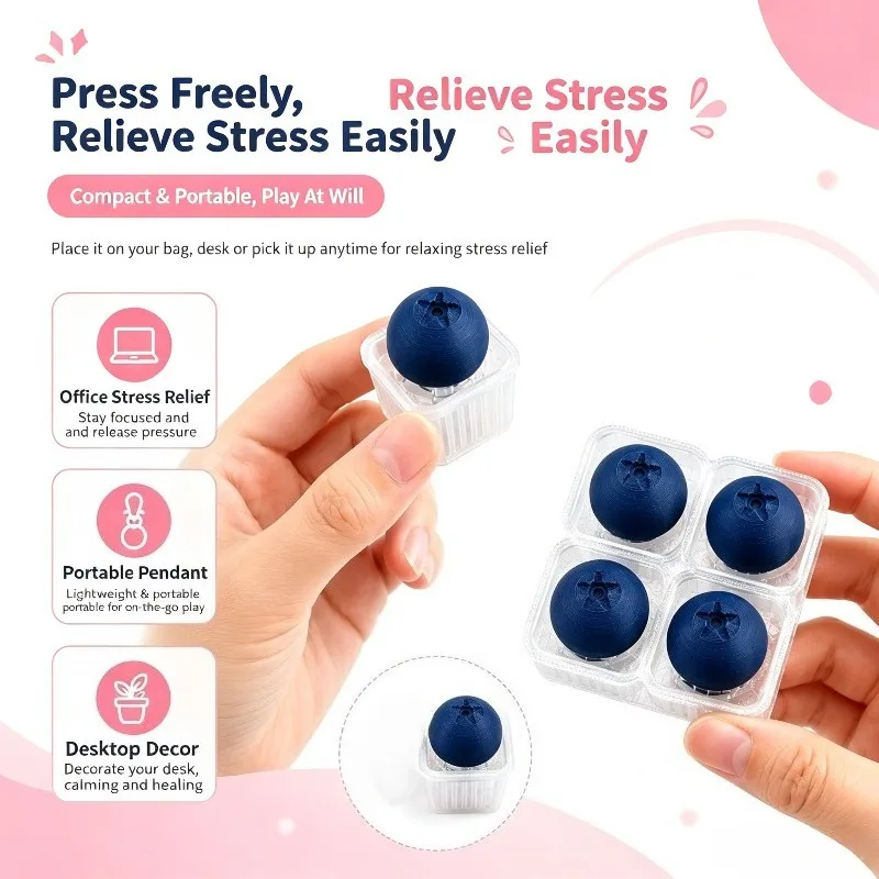 Blueberry Clicker Keyboard Fidget Toy Clickable Button Fidget Portable Desk Healing Stress Relief Fingertip Toy Portable