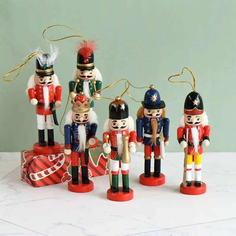 

Wooden Nutcracker Cute Christmas Nutcracker Soldier Figurine Plush Doll Table Ornament For Children Christmas Gifts Decoration