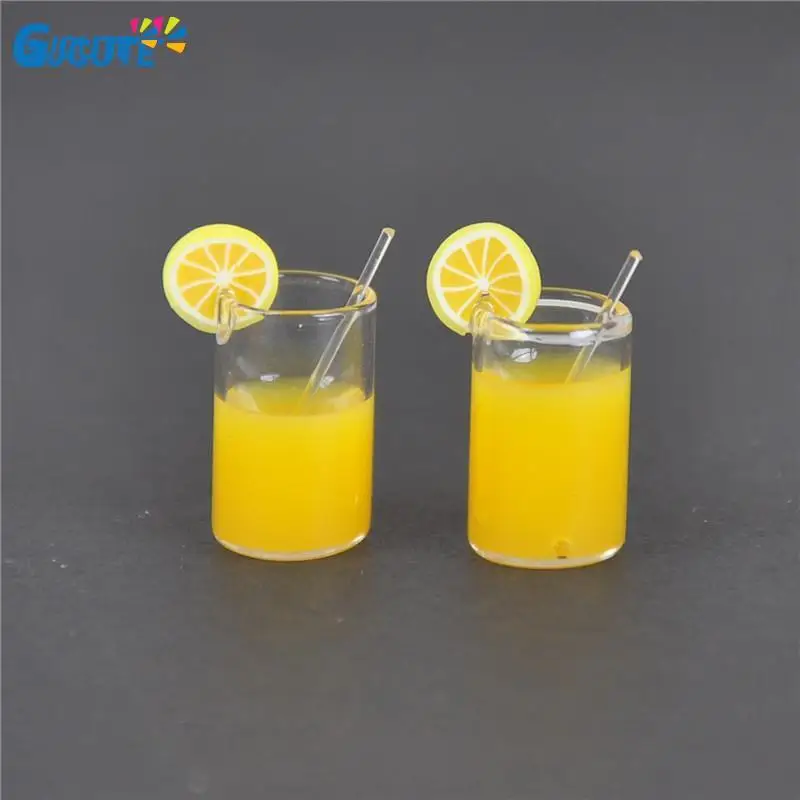 1/2/6PCS 1:12 Dollhouse Miniture Drink Lemon Juice Cups Dolls Kitchen Simulation Food Toys Accessories Decor