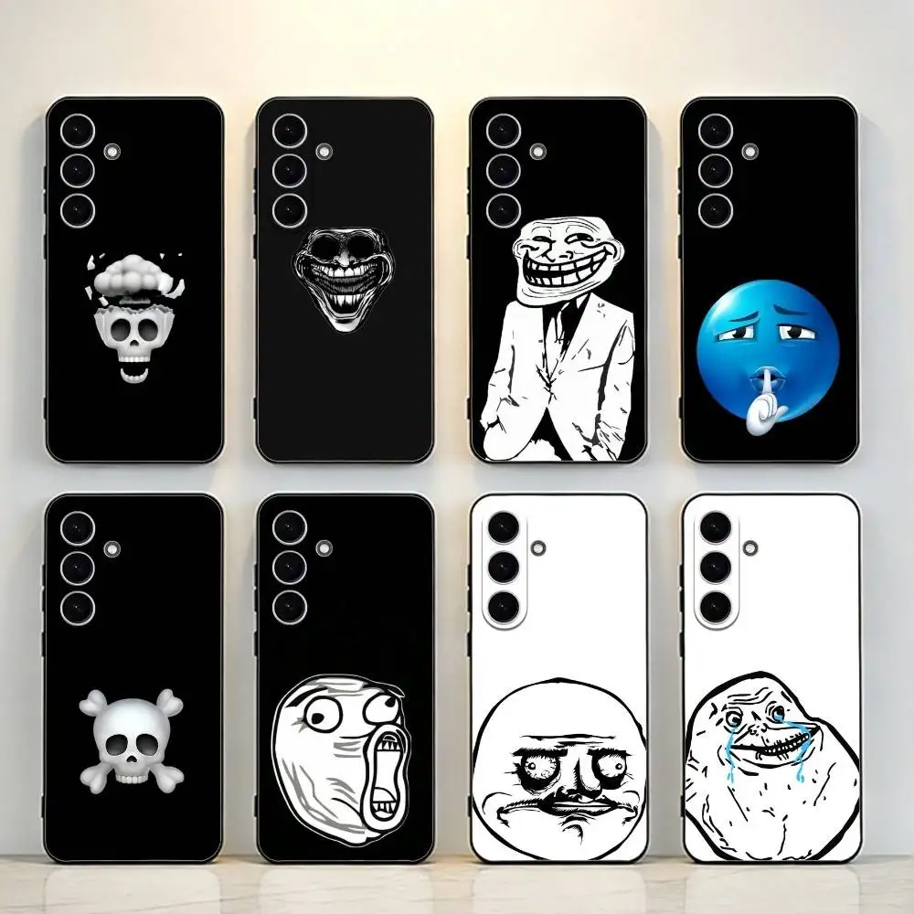 

Emoticons Troll F-Face Black Shell Phone Case For Samsung Galaxy A73,A72,A71,A70,A53,A52,A51,Others Soft Black Shell