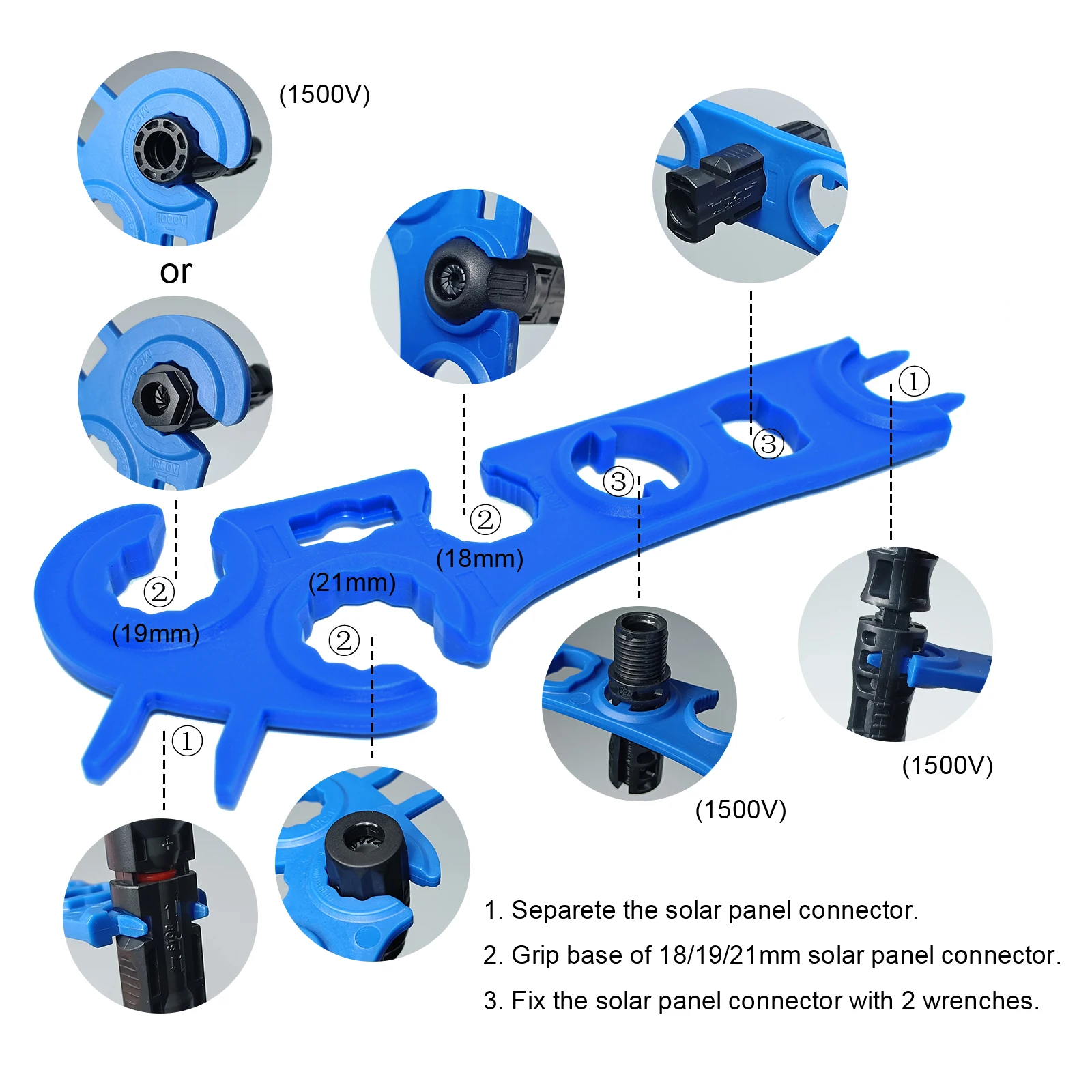 1 Pair Solar Connector Spanner PV Wrench  Disconnect Removal Assembly Tool 1000V 1500V QC4 mC4 MC-4 Cable Solar Panel Inverter