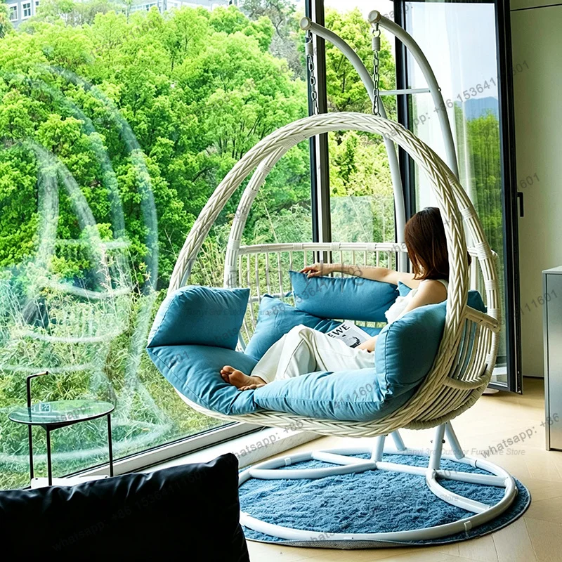 Best Sellers Nordic Creative Double Rattan Hanging Chair Modern Multifunctional Balcony Cradle Swing Chair Outdoor Furniture Sil