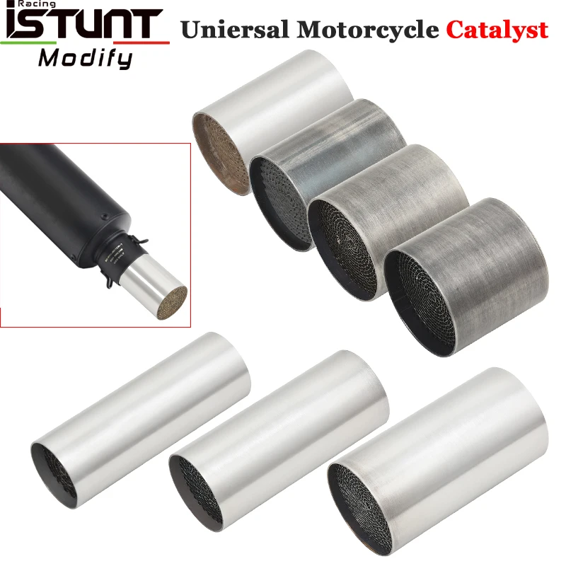 Universal Motorcycle Exhaust 35mm 42mm 48mm Catalyst DB Killer Reduce Noise High Torque At Low Speed Gas Purification Treatment