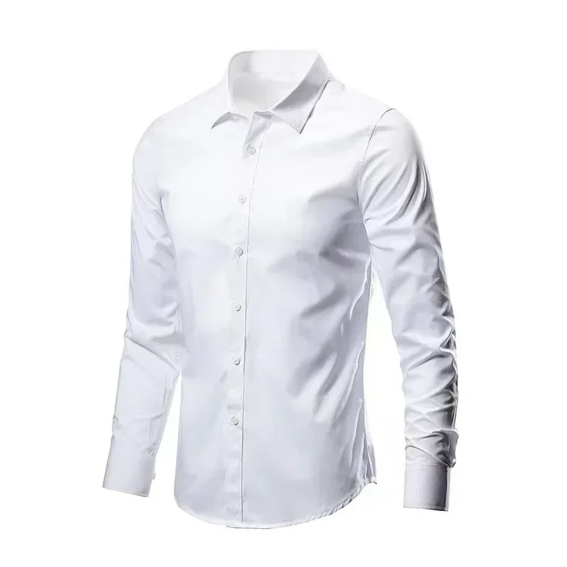 

Мужская приталенная рубашка с длинным рукавом, белая деловая рубашка с длинным рукавом, в Корейском стиле, деловой и Повседневный стиль, 805