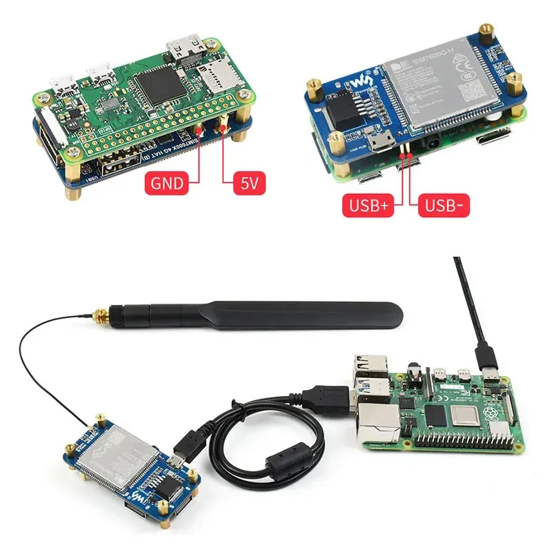 Raspberry Pi SIM7600G-H 4G HAT (B) Expansion Board Support LTE Cat-4 4G 3G 2G GNSS Positioning Global for Raspberry Pi Zero W