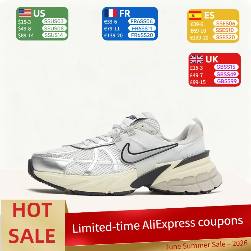 

Nike V2K Run Women's Low-Top City Running Shoes in Silver/White Stylish Bright Colors, Comfortable Breathability FD0736-100