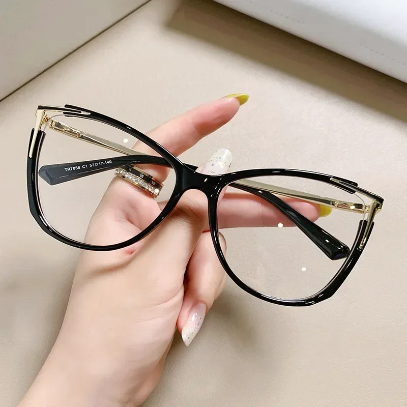 2024 New Fashion items Cat Eye Glasses Frame Sexy Retro Big Clear Optical Computer Eyegla sses Anti Blue Light Reading Glasses