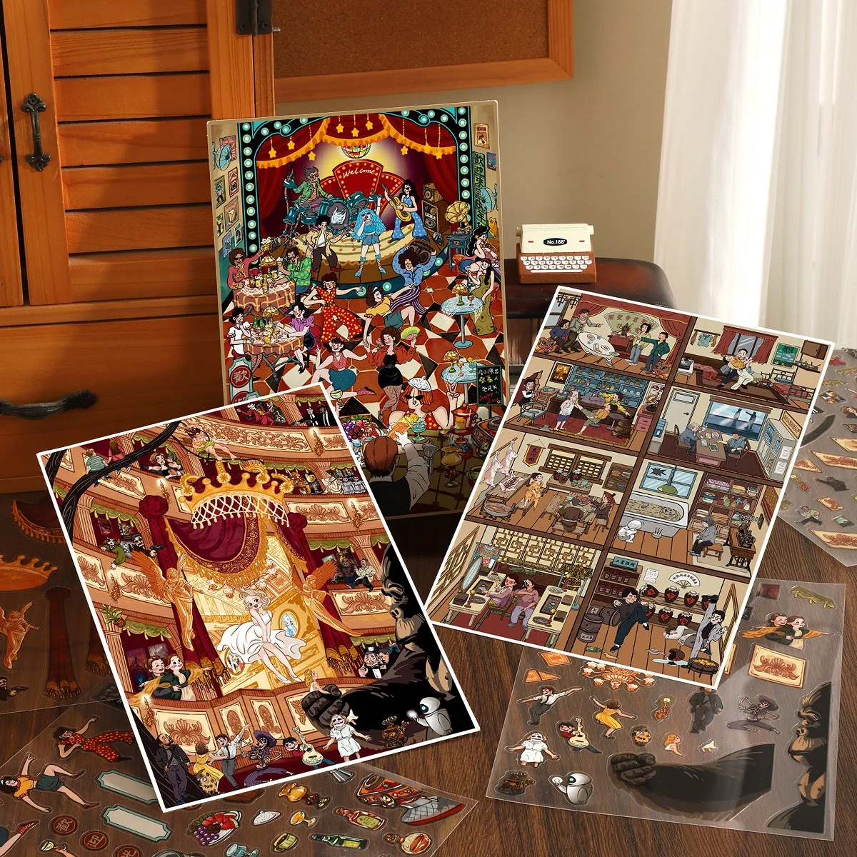 

Kawaii 3D Cartoon Opera House Miniature Scene Stickers DIY Pocket House Handmade Stacking Scrapbook Fun Landscape Stickers