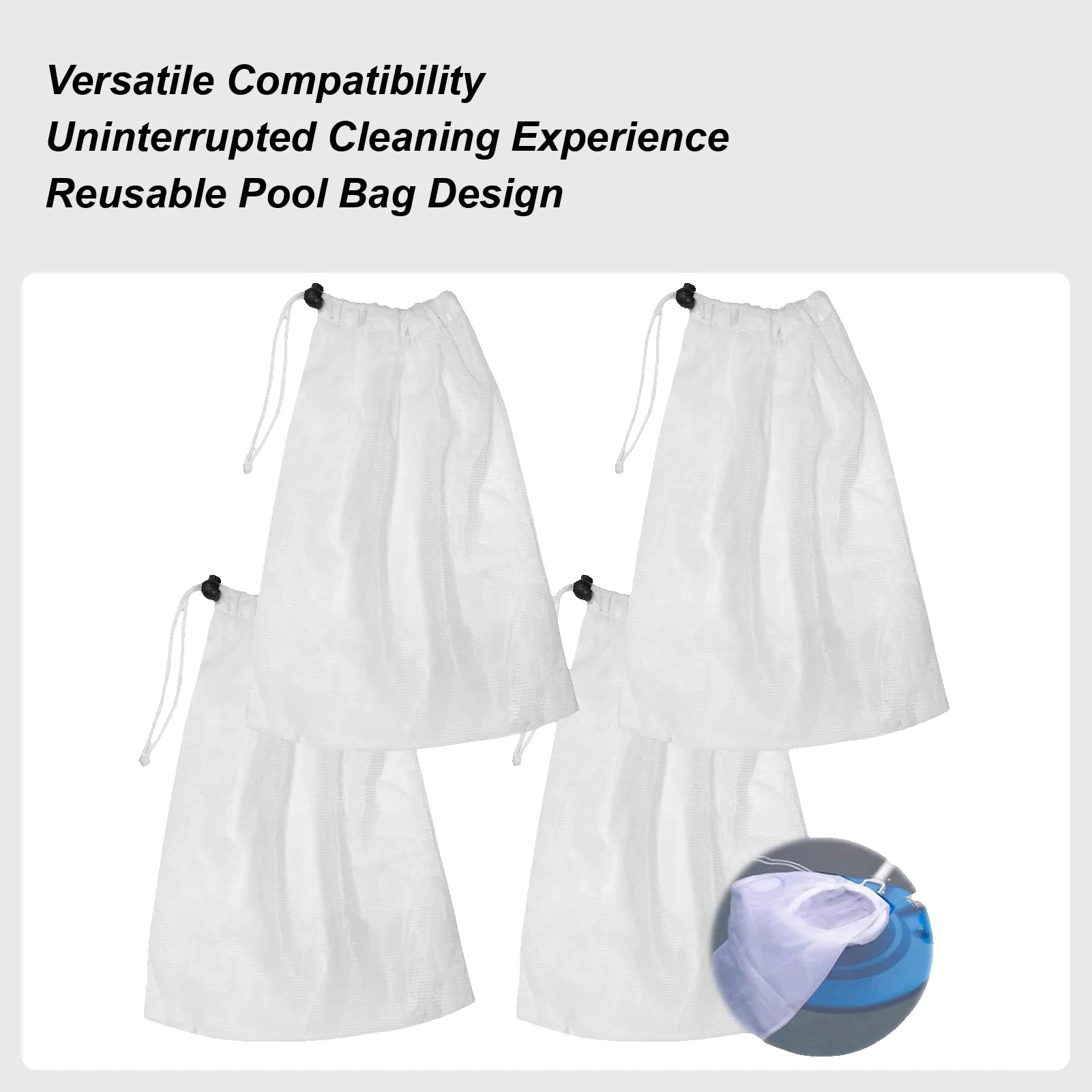 

10Pcs Swimming Pool Filter Socks Vacuum Pool Cleaner Bag with Drawstring Reusable Filter Supplies For Leaves Debris
